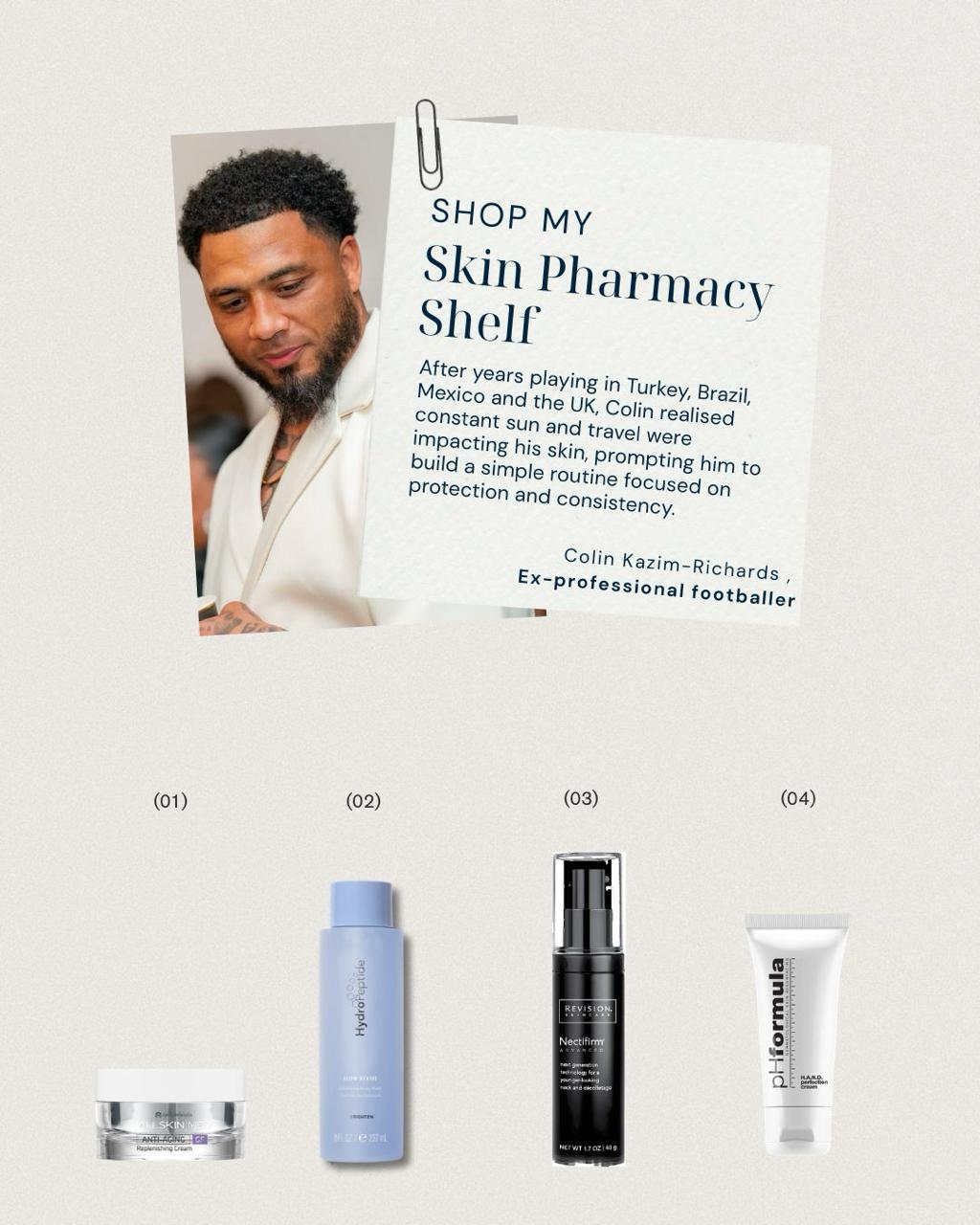 Shop My Skin Pharmacy Shelf - Ex-footballer, Colin Kazim-Richards